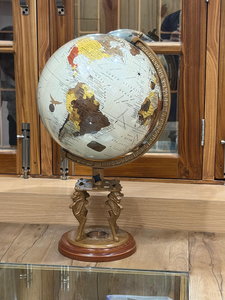 Globe terrestre classique en laiton avec base à boussole, globe décoratif nautique vintage pour la maison, la bibliothèque, le bureau - Product Image 1