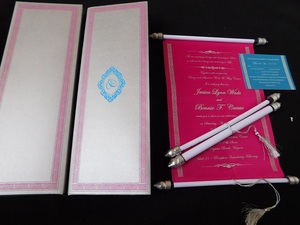 Élégantes invitations de mariage en forme de parchemin, cartes en papier style ange, forme hexagonale, imprimé animal pour des célébrations mémorables et des événements spéciaux - Product Image 4