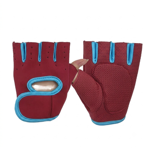 Guantes Deportivos de Medio Dedo Negros con Ribete Azul para Gimnasio, Levantamiento de Pesas, Unisex, Material Spandex, Cierre de Tirón - Product Image 1