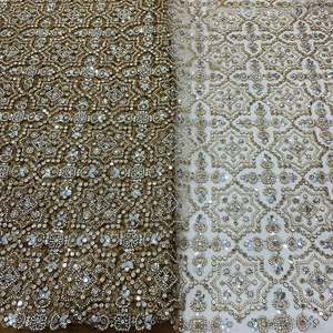 High Quality Beaded Embroidery Fabric Premium Fashion Textile with Handmade Beadwork for Wedding and Designer Wear - Product Image 6