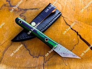 มีดคิริดาชิขนาดเล็กคมกริบ พรีเมียม ใบมีดคงที่ ขนาด 2 นิ้ว เหล็กดามัสกัส ใช้พกพาได้ตามกฎหมาย มีดอเนกประสงค์ EDC - Product Image 2