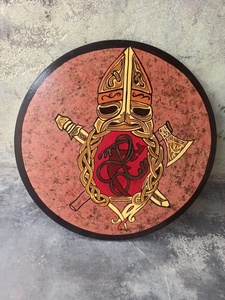 Panneau mural en bois artisanal personnalisé, motif casque nordique, design peint à la main, décoration intérieure artisanale, en acier inoxydable, vente en gros - Product Image 5