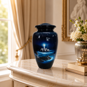 Lighthouse Aluminum Cremation Urn for Human Ashes Ocean <b>Memorial</b> <b>Keepsake</b> Handcrafted Adult Funeral Burial Urn with Secure Lid - Product Image 2