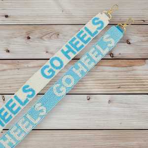 Sangle de sac en coton faite à la main, motif Go Heels, forme rectangulaire avec crochets dorés - Product Image 2