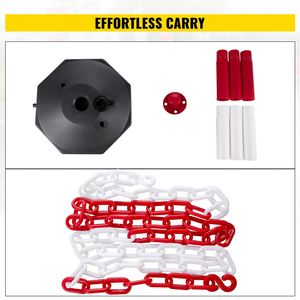 4 pezzi Kit di plastica per catena da 32 piedi 8 ganci per controllo della folla in plastica bianca - Product Image 4