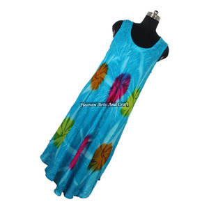 Vestido de Rayón Premium Hecho a Mano con Estampado Tie Dye para Mujer, Ligero, para Vacaciones y Playa, 100% Rayón, Vestido Tipo Paraguas para Mujer - Product Image 1