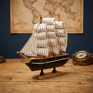 Modern Metal Sailing Boat Figurine Nautical Ship Showpiece Black <b>Table</b> <b>Decor</b> for Home Office Living Room Bookshelf Desk - Product Image 4