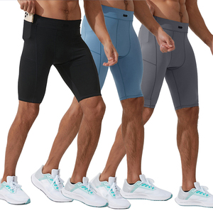 Men <b>Compression</b> <b>Shorts</b> Mid Waist Elastic Quick Dry Spandex Polyester Solid Color Sporty Style <b>Short</b> Length - Product Image 5