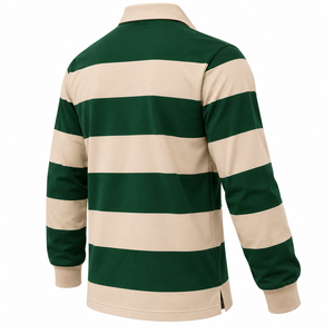 Wholesale <b>Men</b> <b>Long</b> <b>Sleeve</b> Rugby <b>Shirt</b> Heavyweight Striped <b>Polo</b> <b>Shirt</b> Contrast Collar Custom <b>Mens</b> <b>Long</b> <b>Sleeve</b> Rugby Jersey - Product Image 4