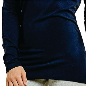 T-shirt à manches longues pour femme, col rond, couleur unie, logo, coupe décontractée, respirant, tricoté, 100% coton biologique, manches longues, coupe classique - Product Image 4