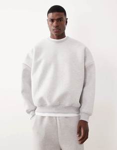 Sweat-shirt col rond personnalisé OEM en molleton épais crème, coupe oversize, pour hommes et femmes, vente en gros - Product Image 2