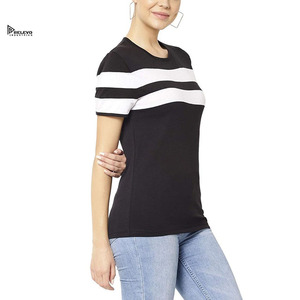 T-shirt unisexe de haute qualité en coton, style tendance avec bande décorative, tee-shirt décontracté, t-shirt vierge, OEM ODM - Product Image 3