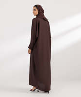 Abaya islamique marron uni à manches longues pour femmes, logo personnalisé, grande taille, longueur au sol, vêtements musulmans pour adultes, hijab, printemps