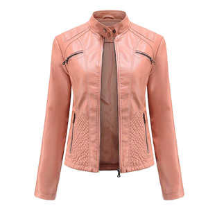 Chaqueta de Cuero Genuino para Mujer, de Primera Calidad, Corte Entallado, Forro Cálido, Estilo Casual para Otoño e Invierno - Product Image 3