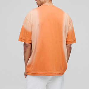 Camiseta Casual Oversize de Manga Corta con Cuello Redondo y Estampado Tie-Dye Azul para Hombre, Tejido de Algodón Transpirable, Corte Regular - Product Image 5