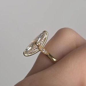 Women's <b>Unique</b> Design Marquise <b>Engagement</b> <b>Ring</b> Lab Grown Diamond 18k Gold Hidden Halo <b>Ring</b> IGI Certified VVS2 Clarity Trendy - Product Image 1