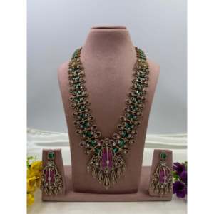 Indian Ethnic Gold Plated Bridal Jewelry Set-Ahilya Victorian Long Necklace - Product Image 2