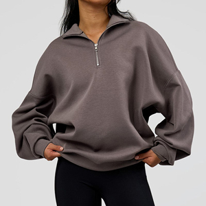 Sweat-shirt à capuche décontracté pour femme, style streetwear hiver, uni, manches longues, en polaire épaisse, avec poche à rabat sur le col avant - Product Image 1