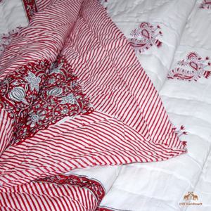 Coton traditionnel indien Jaipuri Razai couette imprimée à la main et cousue à la main couette en coton imprimé floral - Product Image 4