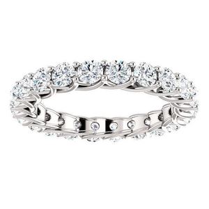 Anillo de Boda de Eternidad Completa con Moissanita de Corte Redondo, Plata de Ley 925, Apilable, Anillo de Promesa de Aniversario Nupcial, Regalo para Ella - Product Image 2