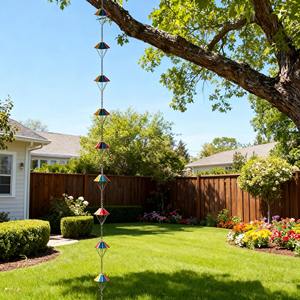 Chaîne de pluie artisanale colorée de qualité supérieure, ajoute un élément ludique et artistique au flux d'eau dans les jardins et les espaces extérieurs. - Product Image 3