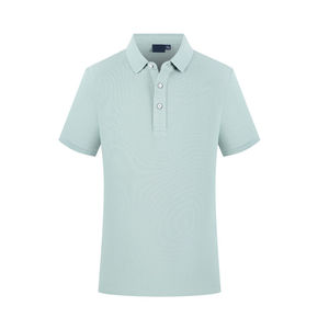 Polo en piqué de coton noir à manches courtes pour homme, coupe classique, couleur unie, respirant, design tricoté - Product Image 2