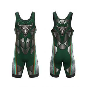 Custom Bull <b>Head</b> Wrestling Singlet Sublimated Wrestling Uniform Compression MMA Grappling Gear for <b>Training</b> Competition Teams - Product Image 2