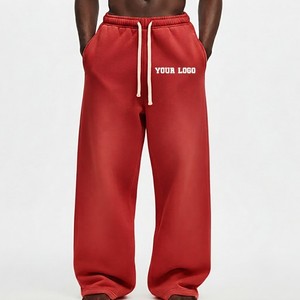 Pantalones Deportivos de Pierna Recta Extra Grandes para Hombre, Corte Holgado, Felpa, con Cordón Ajustable, Logotipo Personalizado, Estilo Casual Urbano con Bolsillos Laterales - Product Image 1