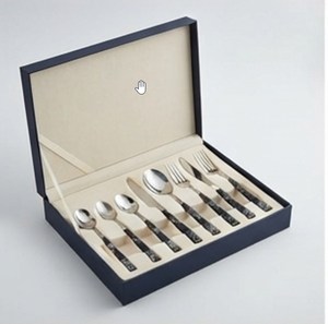 Juego de cubiertos modernos de acero inoxidable con diseño de mango largo, acabado de alto brillo, aptos para lavavajillas, para uso en mesas de boda. - Product Image 6