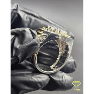 Bague ronde en argent sterling 925 avec diamant Moissanite, plaqué or, style Iced Out, bijou de déclaration pour les acheteurs en gros - Product Image 5