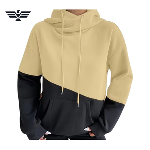 Sweat à capuche décontracté pour femme en polaire polyester/coton, motif uni, longueur longue, design asymétrique, poches, respirant, tricoté - Product Image 4