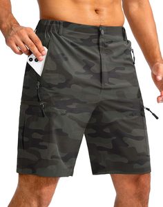 Men's Green Cargo Shorts Mid Waist Drawstring Quick Dry Woven Polyester Casual Bermuda Shorts with Zip Pockets Premium Shorts - Product Image 6