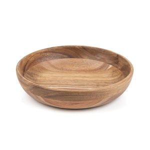Juego de Ensaladeras de Madera de Acacia |   Tazón de Madera Artesanal para Servir Frutas |   Vajilla de Cocina Apta para Microondas con Certificación FSC - Product Image 1
