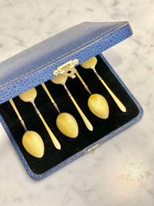 Juego de 6 cucharas de boda de acero inoxidable esmaltadas amarillas de la India para utensilios de cocina, postres, cubiertos, suministros para fiestas de mesa - Product Image 3