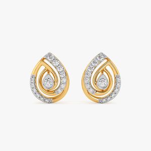 Pendientes de Oro Amarillo con Diamantes Cultivados en Laboratorio en Forma de Pera en Espiral - Product Image 4