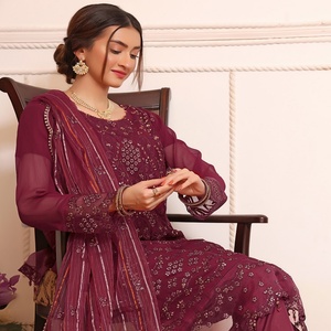 Bin Hameed Volume Zabeen robe de mariée en mousseline de soie brodée lourde longue 3 pièces Sari femmes fête costumes de mariage appropriés - Product Image 5