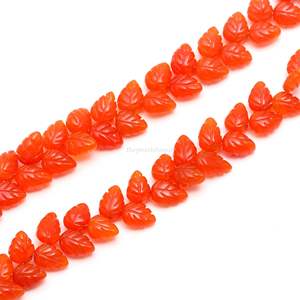Cuentas de piedras preciosas de cornalina en forma de hoja, cuentas de piedras preciosas de cornalina natural talladas a mano de 10-11 mm para la fabricación de joyas y accesorios de bricolaje. - Product Image 3