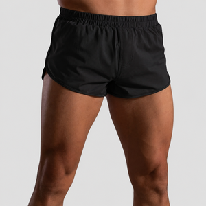 Wholesale Men's Solid Color Quick Dry Knitted Sport Shorts Mid Waist Elastic Waist With Pockets Teal Green Knitted Shorts - Product Image 4