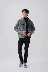 Denim <b>Jacket</b> Casual Solid Blue Knitted Outdoor OEM Serviced <b>for</b> Winter 2026 Custom Size <b>Men's</b> New Style Waterproof - Product Image 3