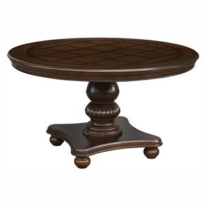 Tavolo da Pranzo Rotondo Tradizionale con Base a Piedistallo, Finitura in Ciliegio Marrone, Elegante Arredamento per Sala da Pranzo - Product Image 2