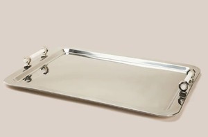 Bandeja de servir plateada vintage, bandeja ovalada decorativa de metal, bandeja de servir estilo antiguo, bandeja de servir elegante con bordes festoneados - Product Image 3