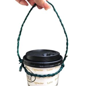 Custom single-tier seagrass jute cup handle High quality jute cup holder <b>string</b> best selling - Product Image 5