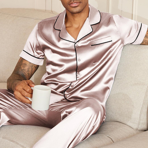 Conjunto de pijama de satén de lujo para hombre de alto rendimiento con bolsillos, cómodo de llevar, traje de dormir para hombre. - Product Image 6