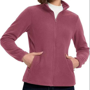 Chaqueta polar con cremallera para mujer, manga larga, cálida, tejida, fabricada por OEM, suave, ligera, con bolsillos, para invierno - Product Image 1