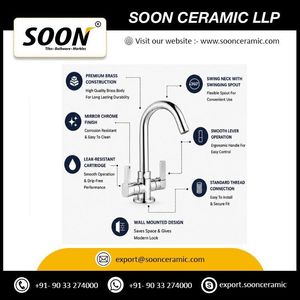 Central Hole Basin Mixer With <b>Swinging</b> Spout Brass Chrome Wall-Mounted 112 Pillar Cock <b>Single</b> Handle Modern Faucet Apartment - Product Image 5