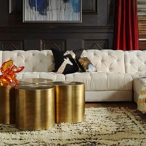 โต๊ะกลางเฟอร์นิเจอร์หรูหราแบบใหม่ ชุดโต๊ะกาแฟโลหะสี่ชิ้น สำหรับห้องนั่งเล่น ห้องรับแขก โต๊ะกาแฟสำนักงาน - Product Image 5