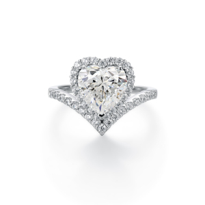 Bague de fiançailles en diamant taille poire pour femme, or blanc, forme cœur romantique, bijoux fins - Product Image 2