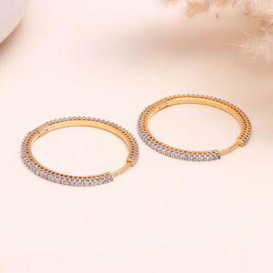 Pendientes de Aro Redondos Chapados en Oro de 22K a Precio de Fábrica, con Circonitas, Joyería de Boda para Novia, Regalo para Mujer - Product Image 3