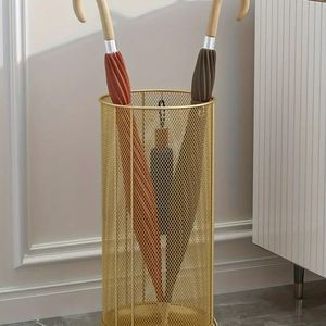 Elegant Metal Umbrella Stand With Decorative Pattern For Home Entrance And Hallway Organization - Product Image 3