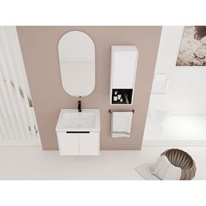 Mobile Bagno Sospeso da 24 Pollici con Lavabo in Ceramica e Armadietto Laterale, Ante con Chiusura Ammortizzata, Combinazione Mobiletto (Pacchetto KD) - Product Image 4